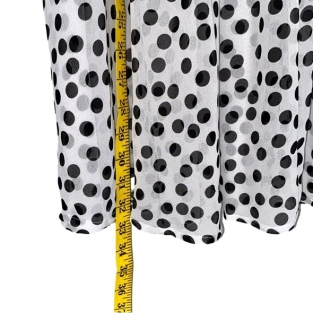 LANE BRYANT Sheer Blouse Long Sleeve White Black Polka Dot Women Plus Size 22/24 - Picture 7 of 14